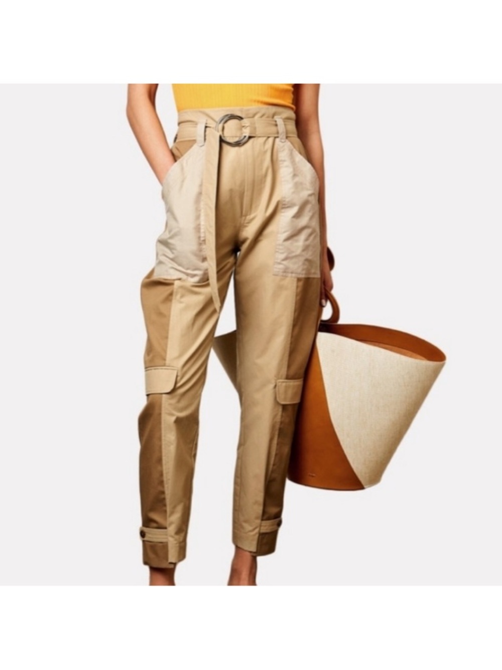 FRAME tonal block cargo pants Beige and brown size small.